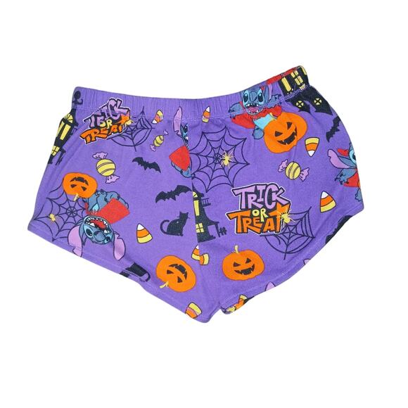 Disney Trick or Treat Purple Stitch PJ Shorts Halloween Pumpkin Cute Pajamas - Picture 2 of 5